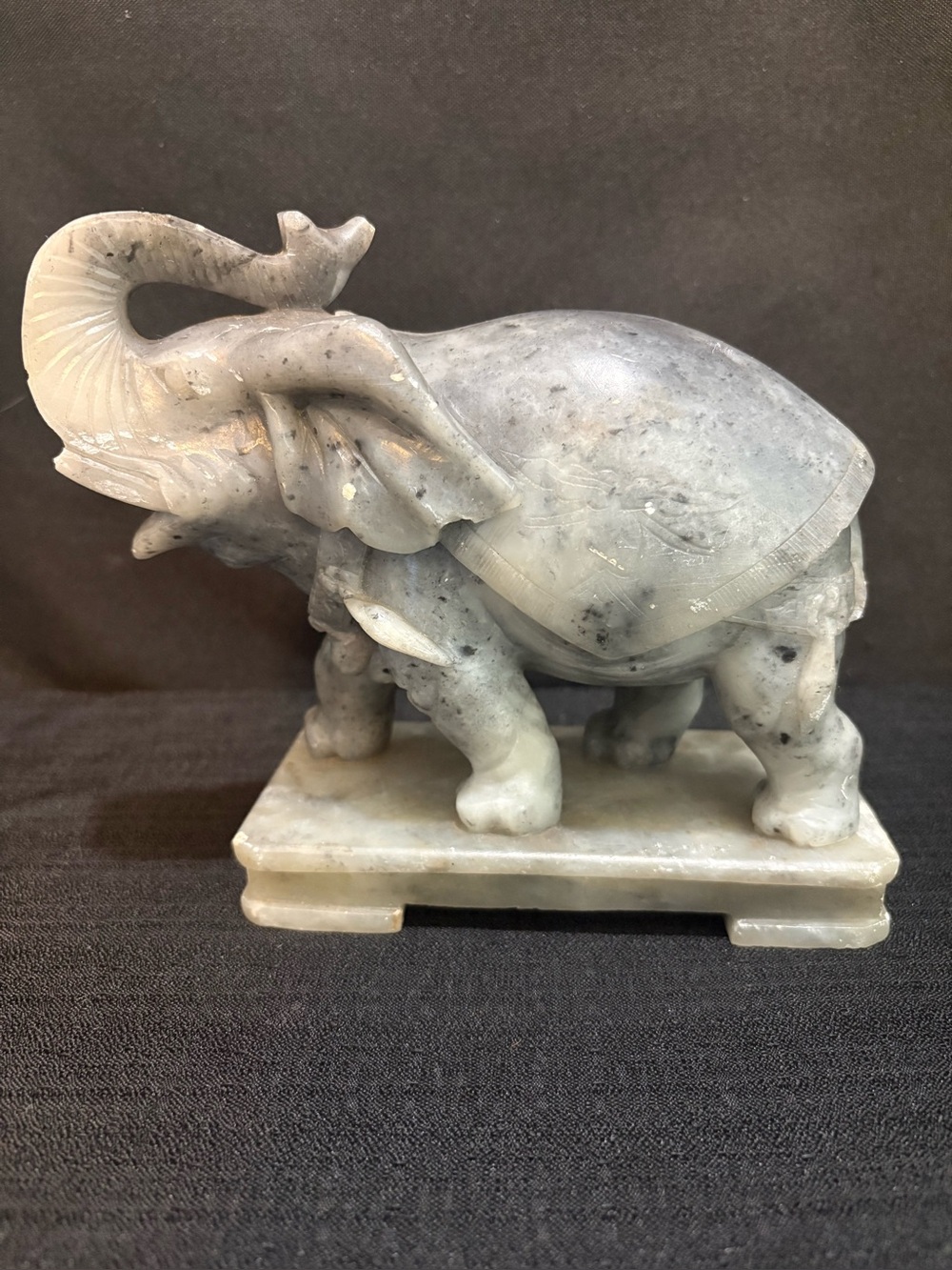 vintage hand-carved soapstone elephant figurine (chips Off Trunk An Tusks)